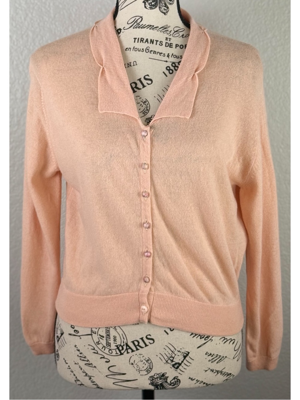 Ballantyne Made in Scotland Vintage 50s 60s Cashmere Sweater Peach Small
